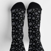 Glittery Silver Snowflake Muster auf schwarz Socken (Oben)