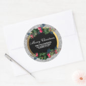 Glittery Silver und Gold Family Address Runder Aufkleber (Umschlag)