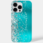 Glittery Silver und Türkis Blue Curly Signature Case-Mate iPhone Hülle (Rückseite)