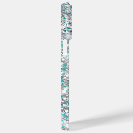 Glittery Silver und Türkis Blue Curly Signature Case-Mate iPhone Hülle (Rückseite / Rechts)