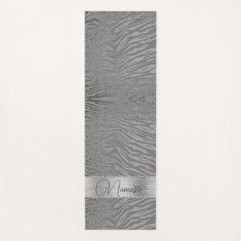 Glittery Silver Zebra Print on Grau Personalisiert Yogamatte