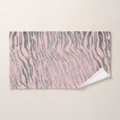 Glittery Silver Zebra Print on Pink Blush Badhandtuch Set (Handtuch)