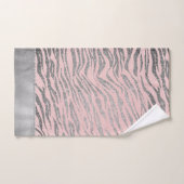 Glittery Silver Zebra Print on Pink Personalisiert Badhandtuch Set (Handtuch)