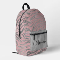 Glittery Silver Zebra Print on Pink Personalisiert