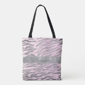 Glittery Silver Zebra Print on Pink Personalisiert Tasche (Rückseite)