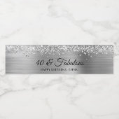 Glittery Silvery Gray Foil 40 & Fabulous Wasserflaschenetikett (Einzelnes Label)