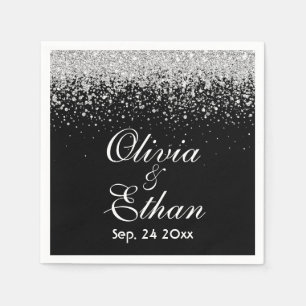 Glittery Sliver auf Mitternachtschwarz Serviette