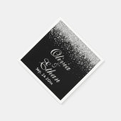 Glittery Sliver auf Mitternachtschwarz Serviette (Ecke)