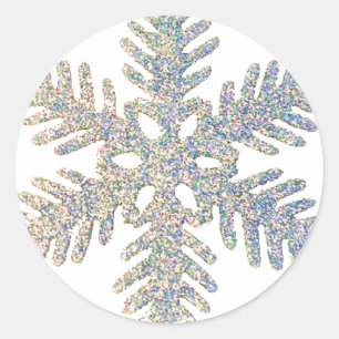 Glittery Snowflake Runder Aufkleber