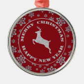 Glittery Snowflake Silver Rentier Silbernes Ornament (Vorne)