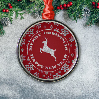 Glittery Snowflake Silver Rentier Silbernes Ornament