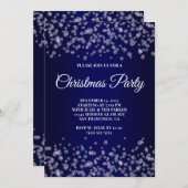 Glittery Snowflakes Navy Ombre Christmas Party Einladung (Vorne/Hinten)