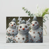 Glittery Snowmen mit Pinecone Sprils Feiertagskarte (Stehend Vorderseite)