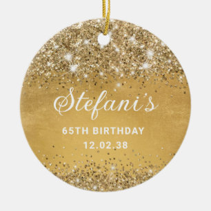 Glittery Soft Gold Foil 65. Geburtstagsfeier Keramik Ornament