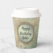 Glittery Stardust am Grünen Geburtstag Personalisi Pappbecher (Vorderseite)