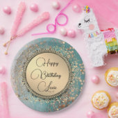 Glittery Stardust auf Blue Aquamarin Paper Tellers Pappteller (Party)