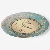 Glittery Stardust auf Blue Aquamarin Paper Tellers Pappteller (Schrägansicht)