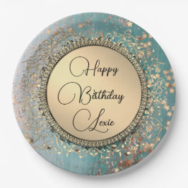 Glittery Stardust auf Blue Aquamarin Paper Tellers Pappteller