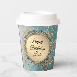 Glittery Stardust auf Blue Aquamarin Pappbecher