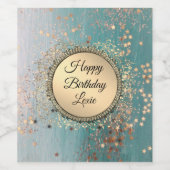 Glittery Stardust auf Blue Aquamarin Weinetikett (Einzelnes Label)