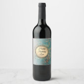 Glittery Stardust auf Blue Aquamarin Weinetikett (Vorderseite)