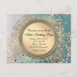 Glittery Stardust auf Blue Personalisiert Birthday Ankündigungspostkarte