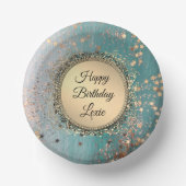 Glittery Stardust auf Blue Personalisiert Birthday Pappteller (Vorderseite)