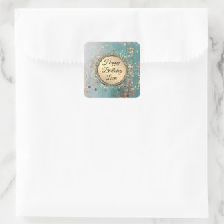 Glittery Stardust auf Blue Personalisiert Birthday Quadratischer Aufkleber