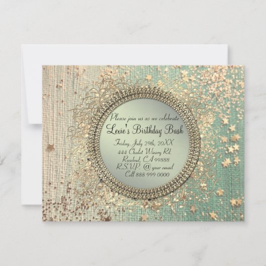 Glittery Stardust auf Green Aquamarin Ankündigung (Vorderseite)