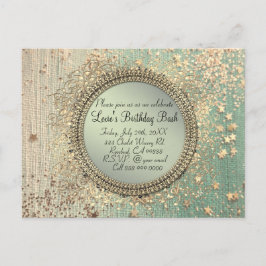 Glittery Stardust auf Green Personalisiert Birthda Postkarte