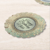 Glittery Stardust auf Green Personalisiert Birthda Untersetzer (angewinkelt)