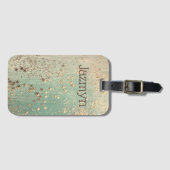 Glittery Stardust auf Sea Green Personalisiert Gepäckanhänger (Vorderseite (Horizontal))