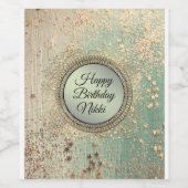 Glittery Stardust Green Aquamarin Birthday Custom Weinetikett (Einzelnes Label)