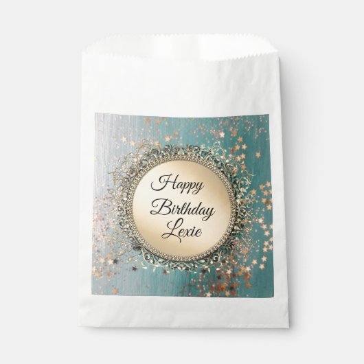 Glittery Stardust on Blue Birthday personaized Geschenktütchen (Vorderseite)