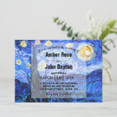 Glittery Starry Night Custom Wedding Einladung (Stehend Vorderseite)