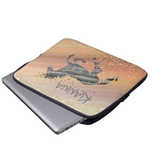 Glittery Starry Unicorn Laptopschutzhülle (Vorne Knopf)