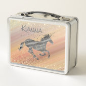 Glittery Starry Unicorn Metall Brotdose (Rückseite)