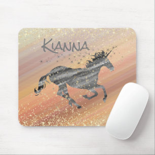 Glittery Starry Unicorn Mousepad