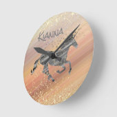 Glittery Starry Unicorn   Runde Wanduhr (Winkel)