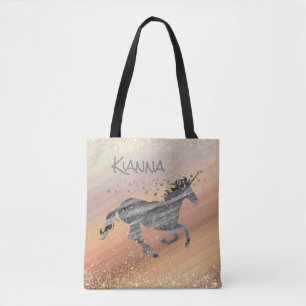 Glittery Starry Unicorn Whimsical Personalisiert Tasche