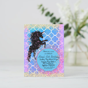 Glittery Starry Whimsical Unicorn Custom Postkarte