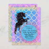 Glittery Starry Whimsical Unicorn Custom Postkarte (Vorne/Hinten)