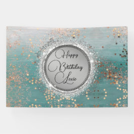 Glittery Stars auf Blue Personalisiert Birthday Banner