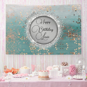 Glittery Stars auf Blue Personalisiert Birthday Banner