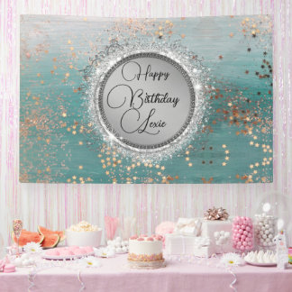 Glittery Stars auf Blue Personalisiert Birthday Banner