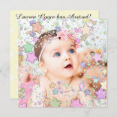 Glittery Stars Baby Birth Ankündigung (Vorne/Hinten)