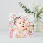 Glittery Stars Baby Birth Ankündigung (Stehend Vorderseite)