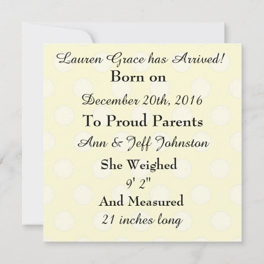 Glittery Stars Baby Birth Ankündigung (Rückseite)