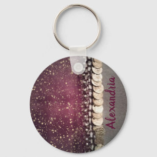 Glittery Stars Lila Sinti und Roma Scarf Schlüsselanhänger