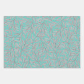 Glittery Stars Rose Gold Marmor Silberne Blätter (Vorderseite 3)